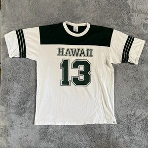 Vintage AlorÉ Hawaii 13 Football Jersey Men XL Green White Short Sleeve Pullover